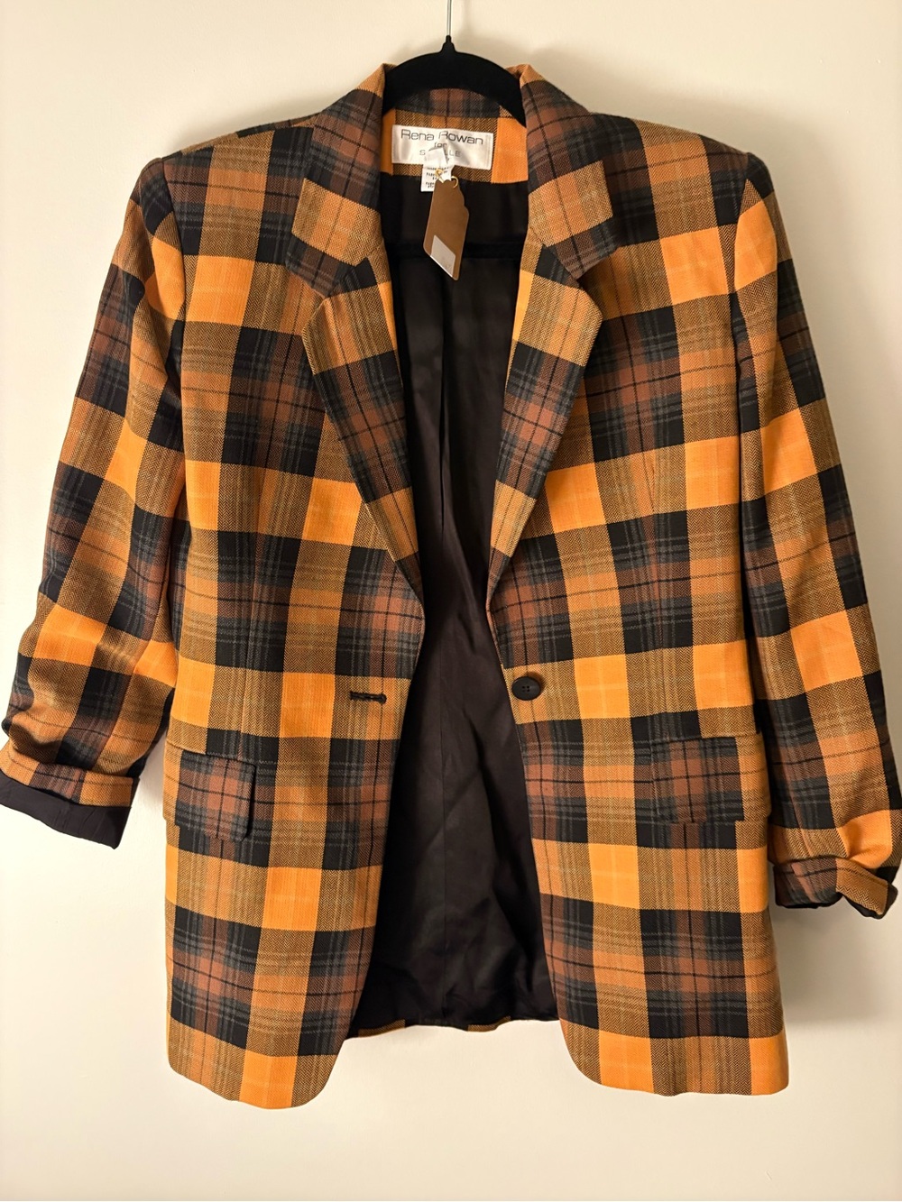 Rena Rowan Orange & Black Plaid Women’s Blazer